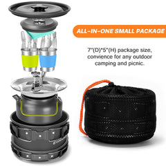 16-Piece Camping Cookware Set with Folding Stove and Utensils