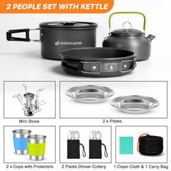 16-Piece Camping Cookware Set with Folding Stove and Utensils
