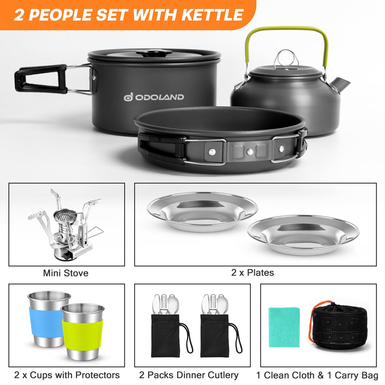 16-Piece Camping Cookware Set with Folding Stove and Utensils