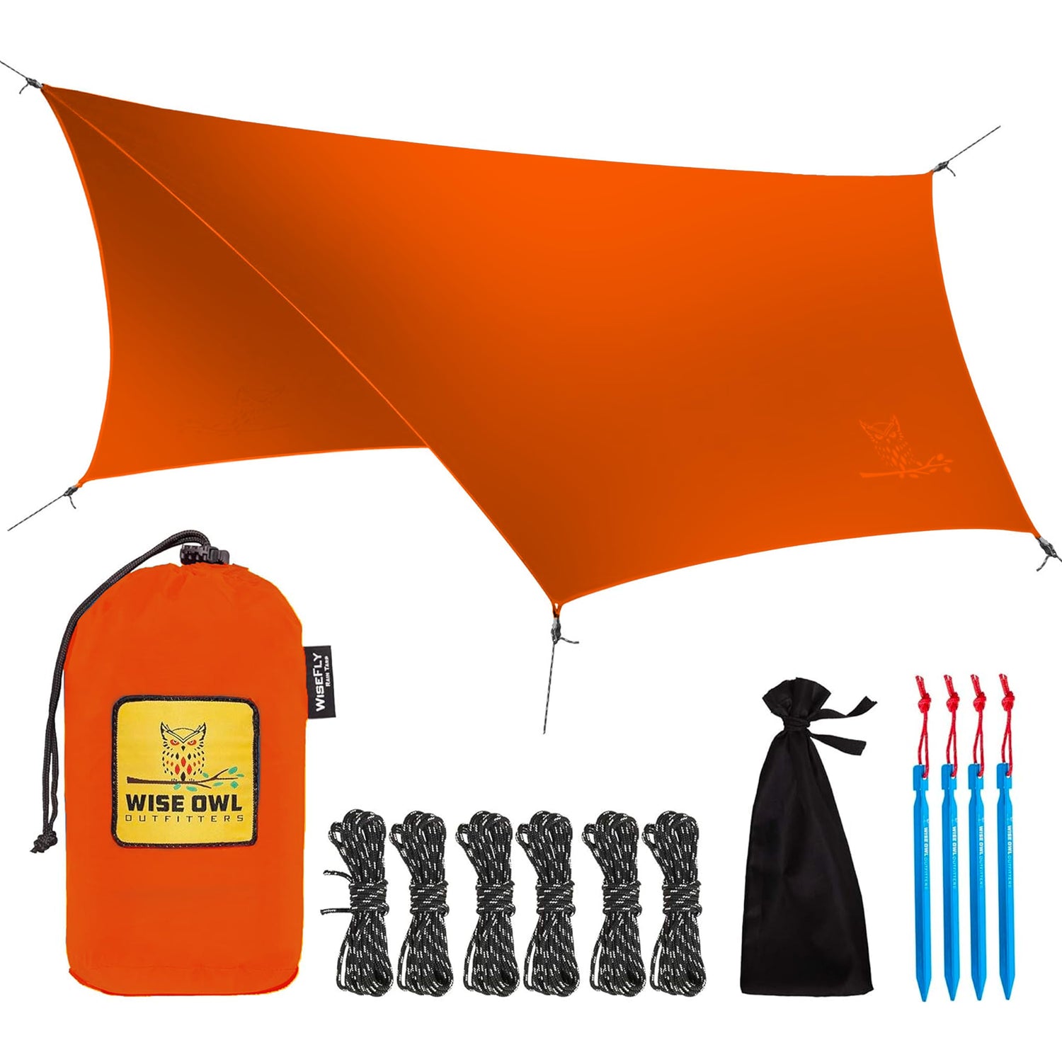 Waterproof Hammock Rain Fly Tarp with Stakes and Bag