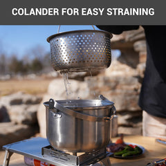 Stainless Steel Camping Cookware Set with Pots Pan and Kettle