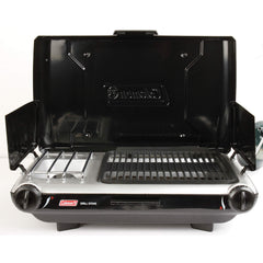 2-in-1 Portable Camping Grill and Stove with Adjustable Burners