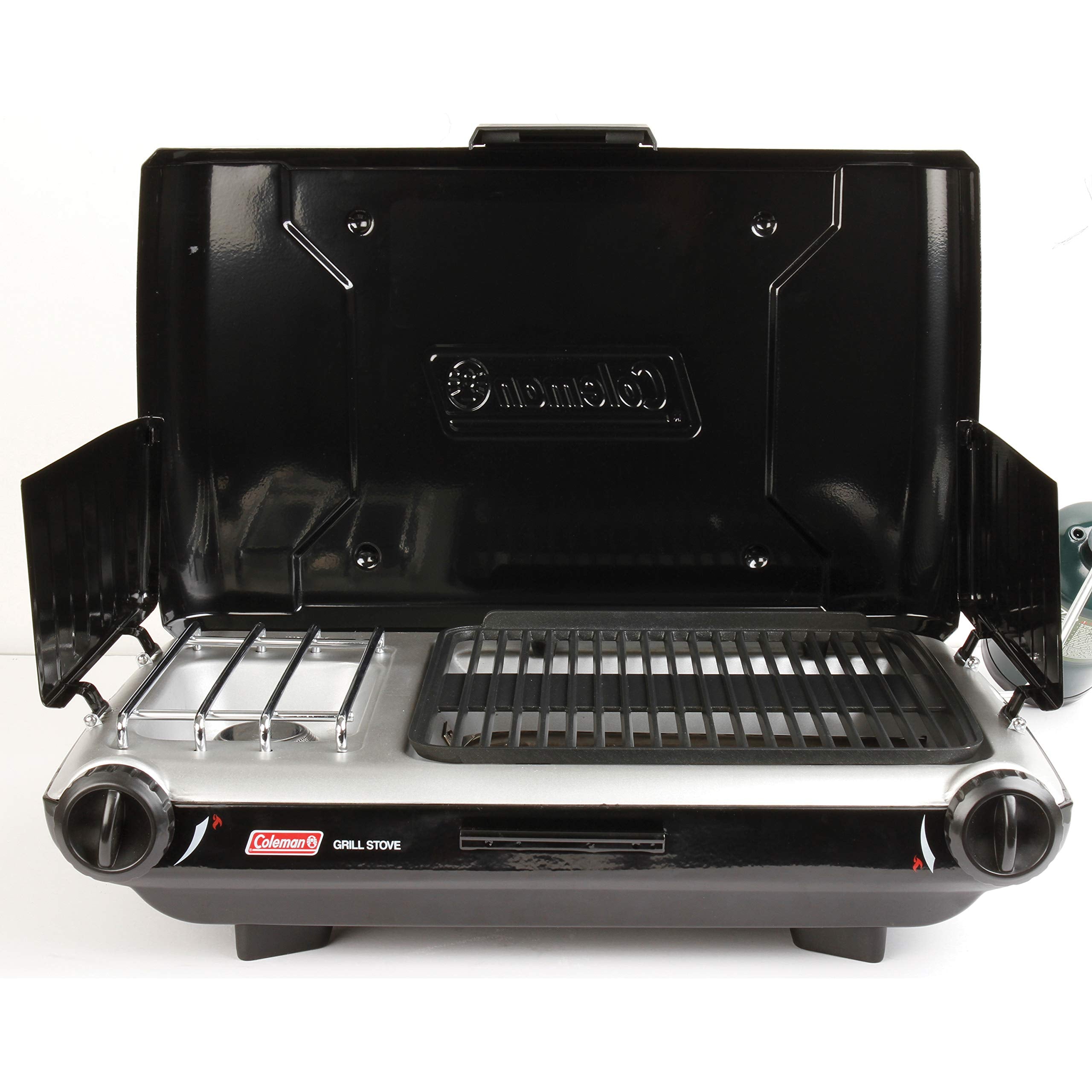 2-in-1 Portable Camping Grill and Stove with Adjustable Burners