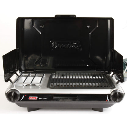 2-in-1 Portable Camping Grill and Stove with Adjustable Burners