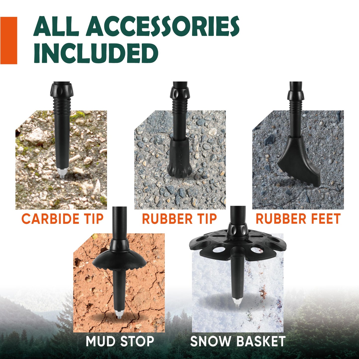 Folding Aluminum Trekking Poles with Cork Grip for Hiking