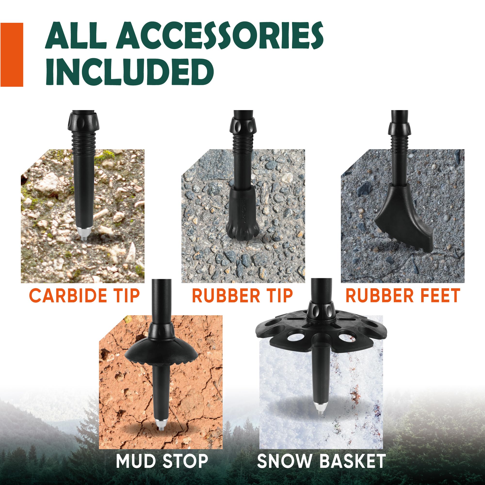 Folding Aluminum Trekking Poles with Cork Grip for Hiking