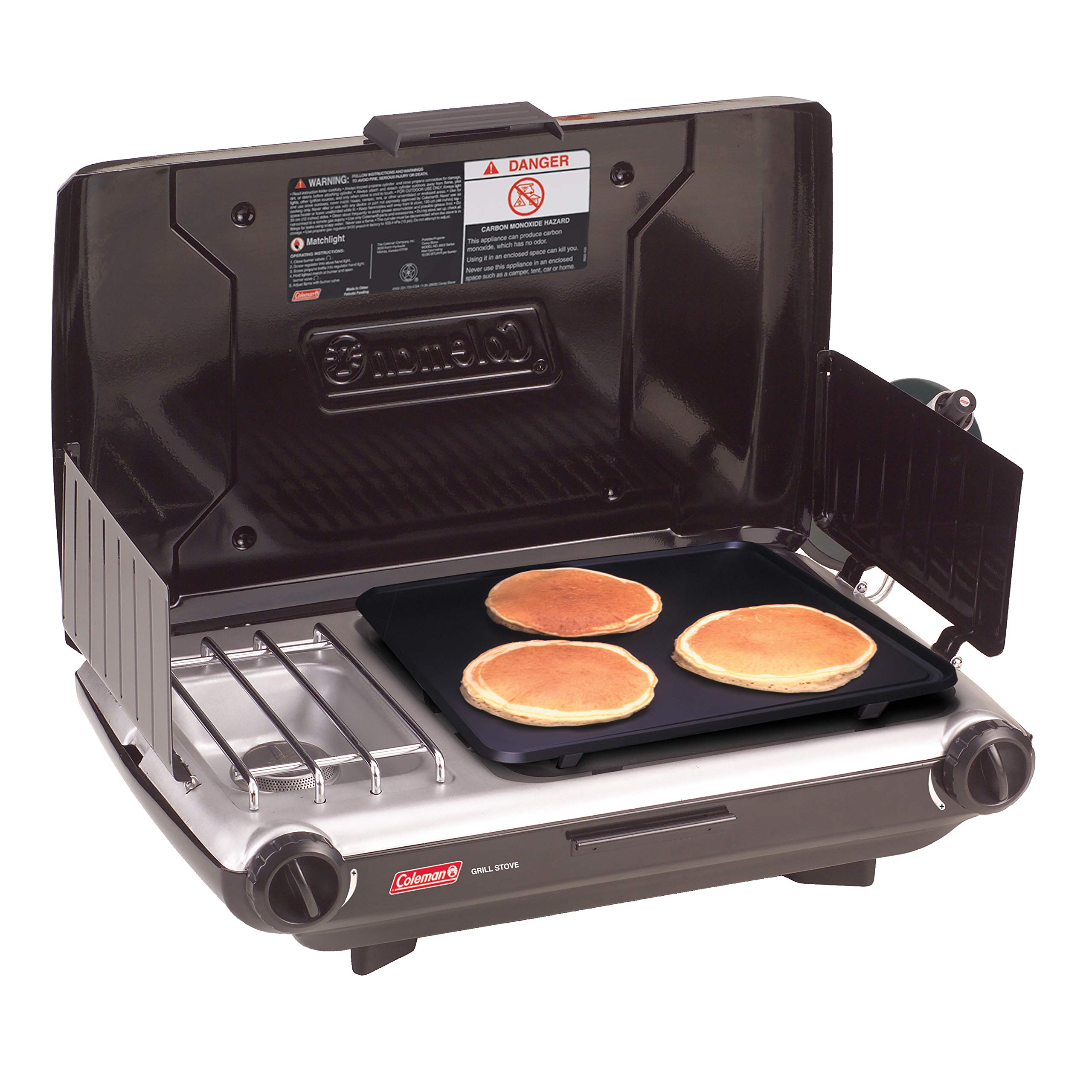 2-in-1 Portable Camping Grill and Stove with Adjustable Burners