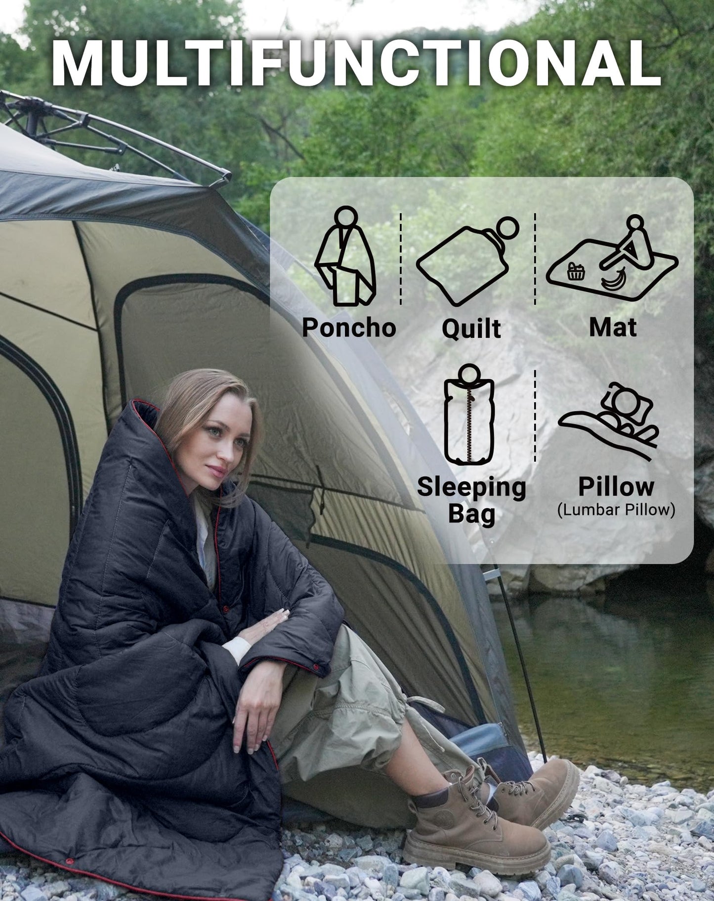 KingCamp Puffy Printed Warm Camping Quilt with Snap Button