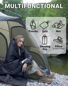 KingCamp Puffy Printed Warm Camping Quilt with Snap Button