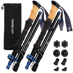 Folding Aluminum Trekking Poles with Cork Grip for Hiking
