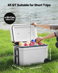 Portable Hard Cooler with Ice Retention and Carry Strap