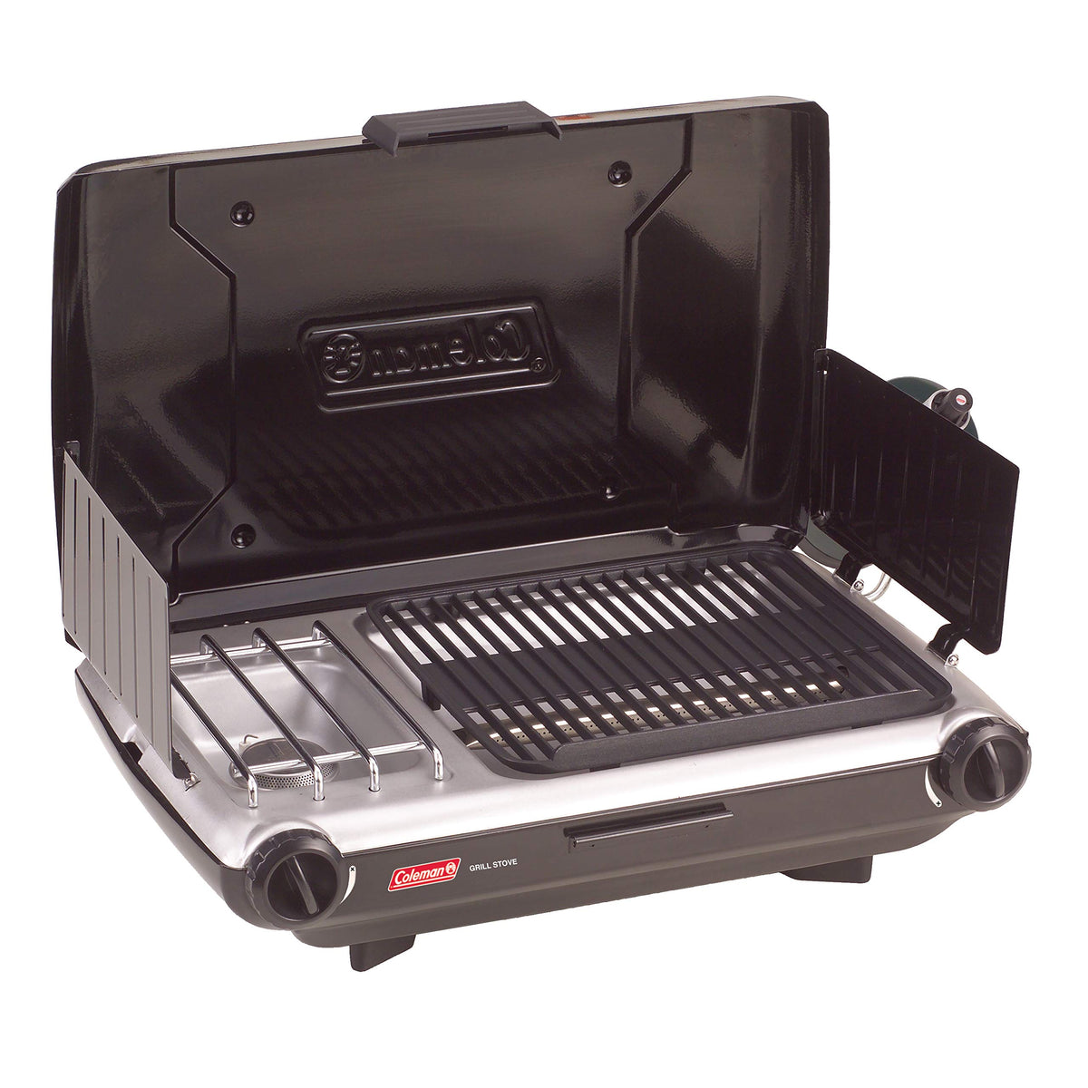 2-in-1 Portable Camping Grill and Stove with Adjustable Burners