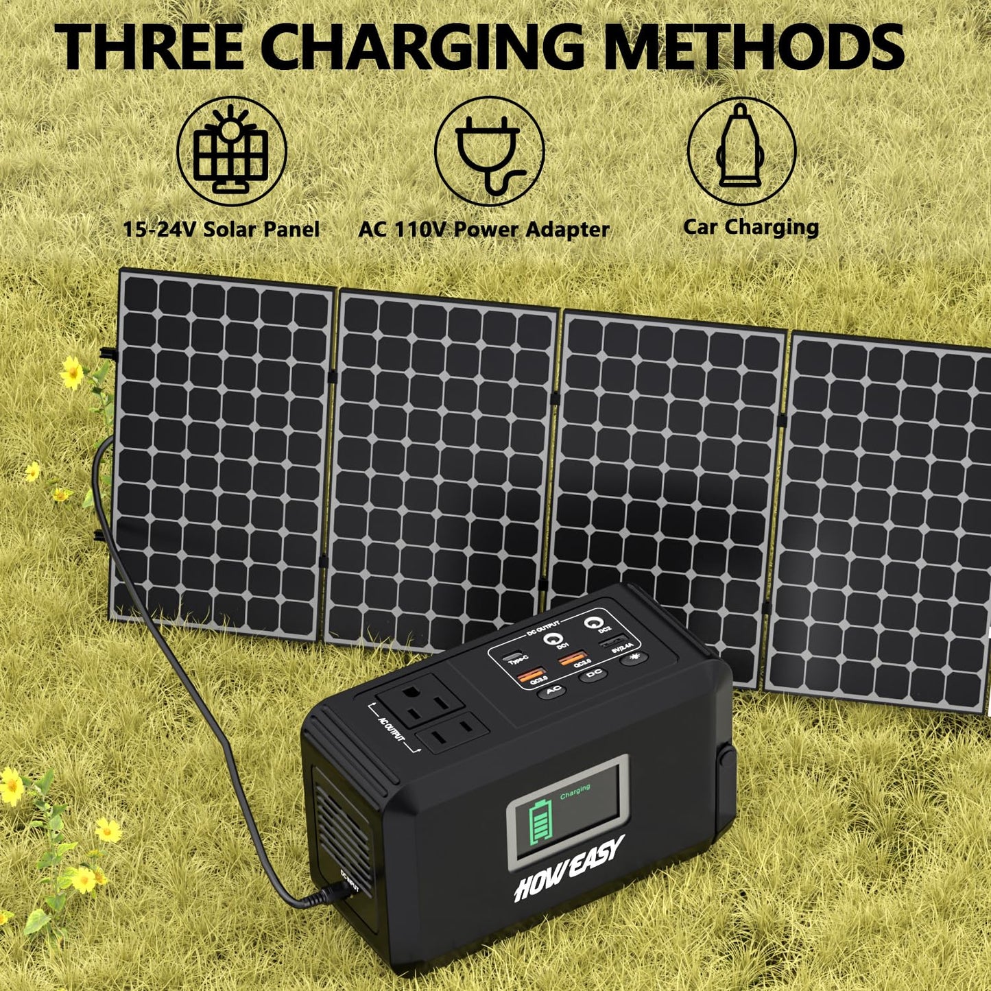 120W Portable Power Station with Solar Charging Support