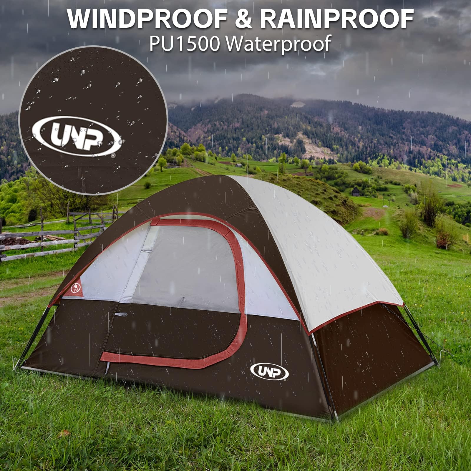 2-4 Person Waterproof Dome Camping Tent with Rainfly