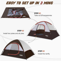 2-4 Person Waterproof Dome Camping Tent with Rainfly