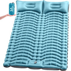 2-Person Inflatable Sleeping Pad with Pillow and Foot Pump