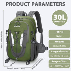 30L Lightweight Hiking Backpack for Camping & Travel