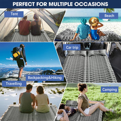 2-Person Inflatable Sleeping Pad with Pillow and Foot Pump