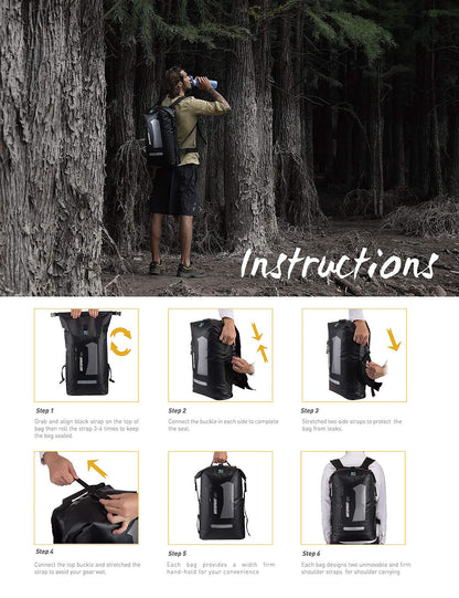 Waterproof Roll-Top Dry Backpack for Hiking & Kayaking