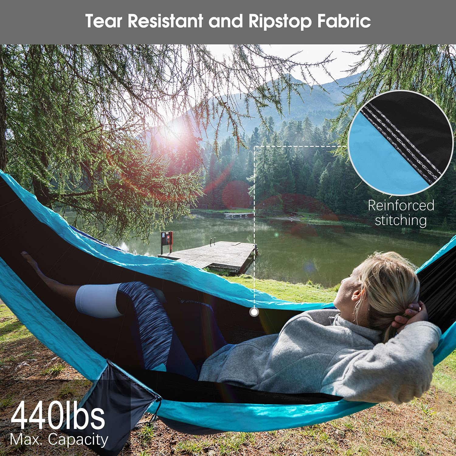Single/Double Camping Hammock with Rain Fly and Bug Net