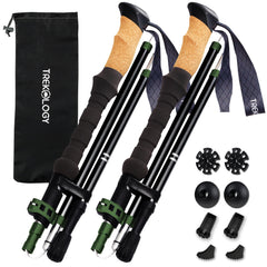 Folding Aluminum Trekking Poles with Cork Grip for Hiking