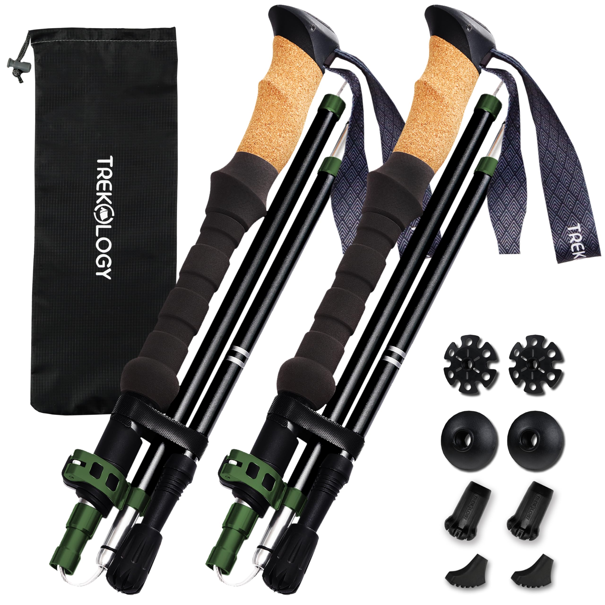 Folding Aluminum Trekking Poles with Cork Grip for Hiking