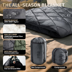 Lightweight Packable Camping Blanket with Snap Buttons
