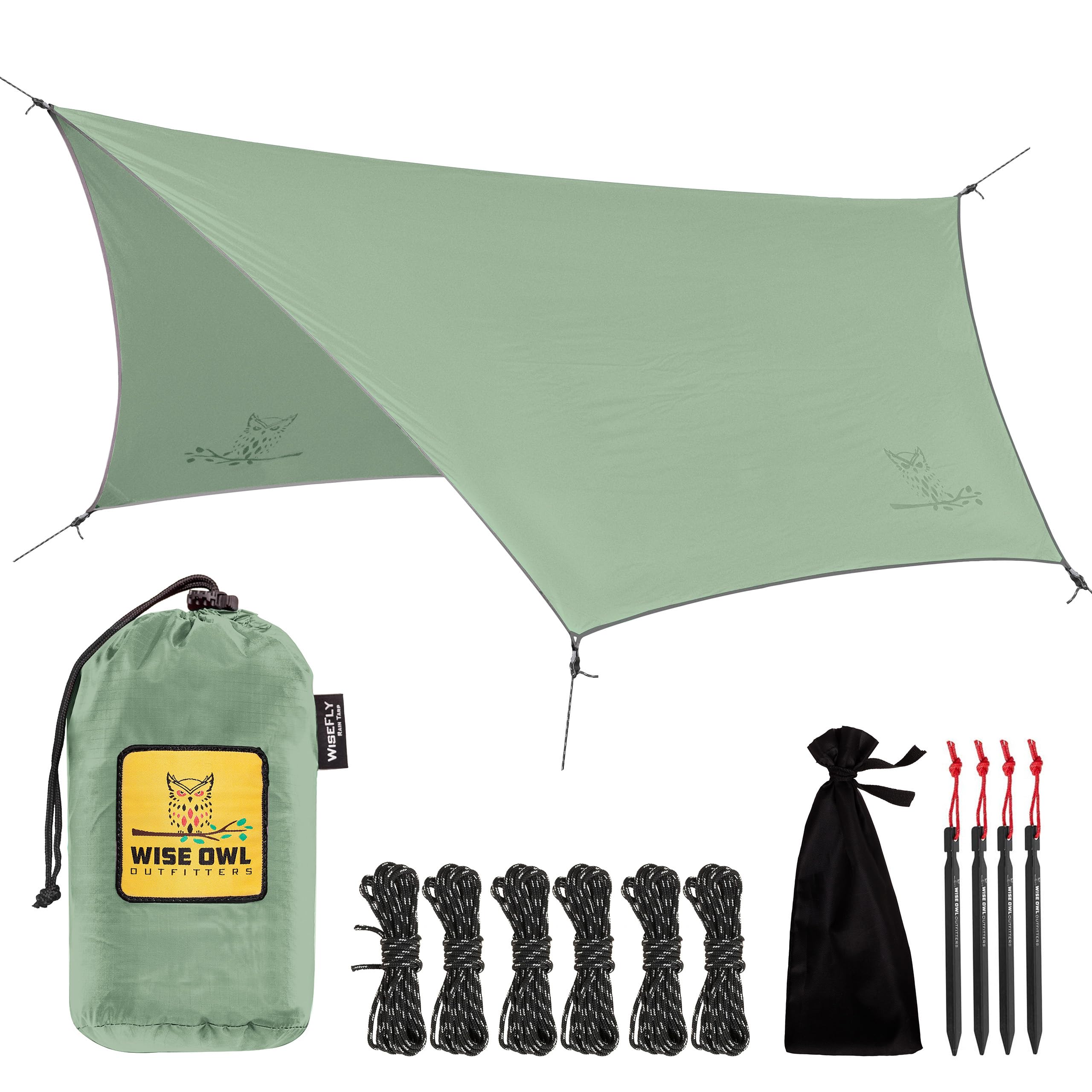 Waterproof Hammock Rain Fly Tarp with Stakes and Bag