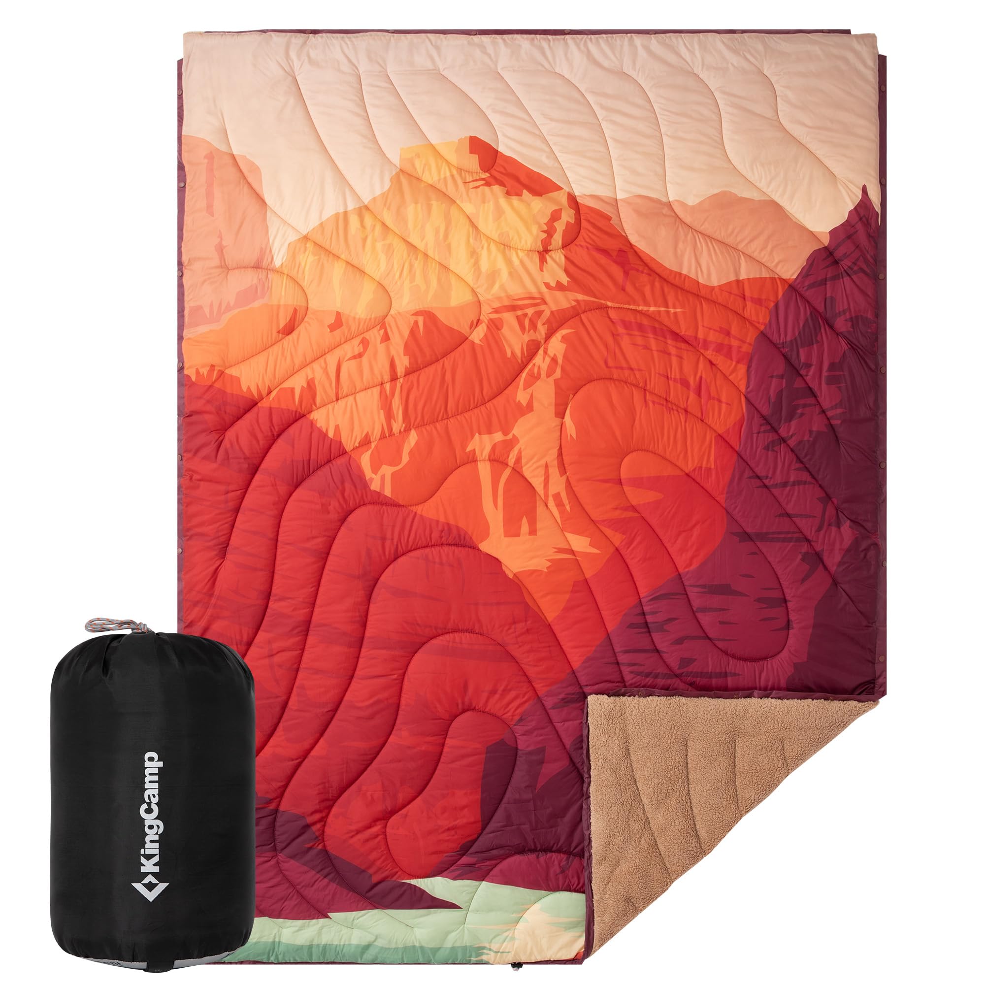 KingCamp Puffy Printed Warm Camping Quilt with Snap Button