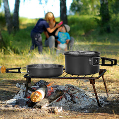 16-Piece Camping Cookware Set with Folding Stove and Utensils
