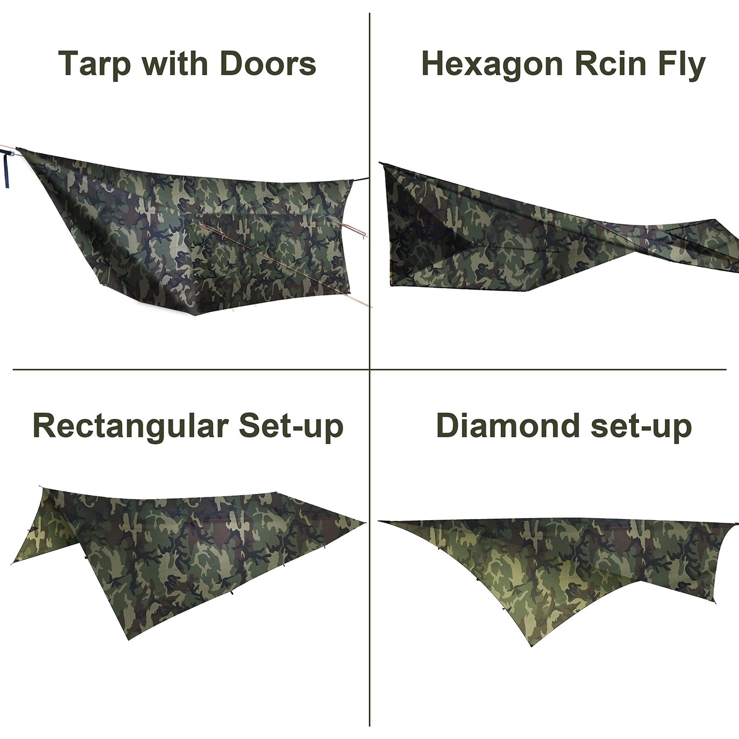 Ultralight Waterproof Hammock Rain Fly Tarp with Doors