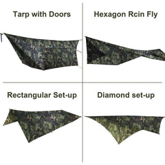 Ultralight Waterproof Hammock Rain Fly Tarp with Doors