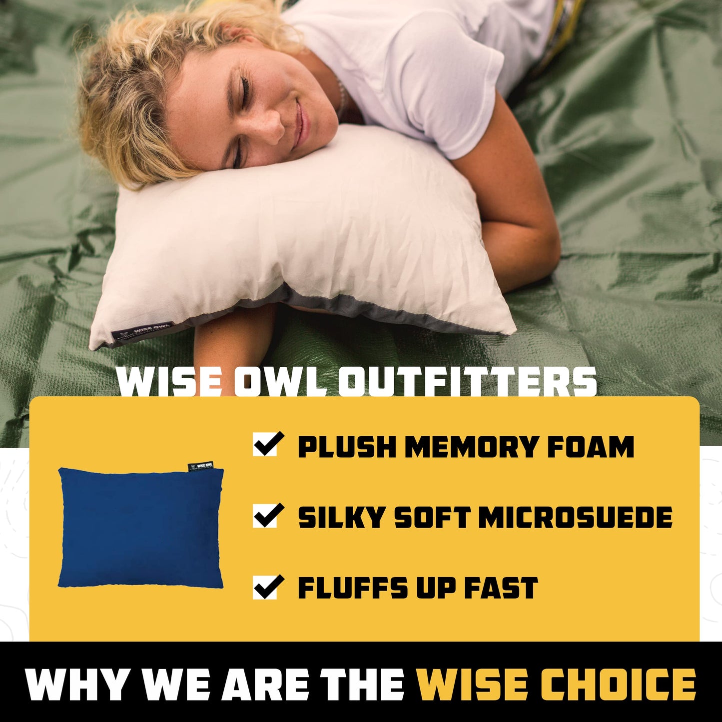 Portable Memory Foam Camping Pillow for Travel & Outdoors