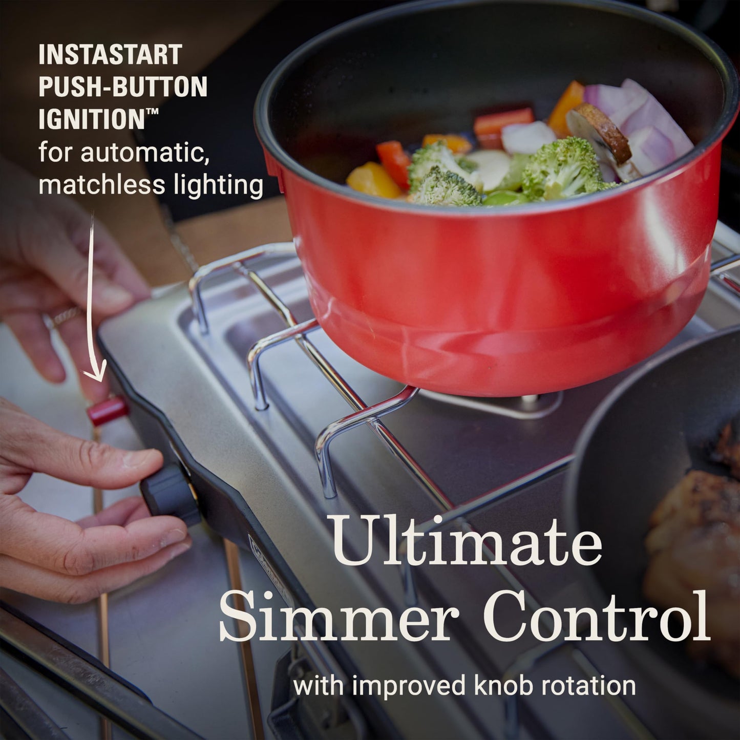 2-Burner Propane Camping Stove with Wind Guards