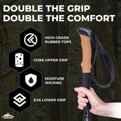 Lightweight Aluminum Trekking Poles with Extended Grip