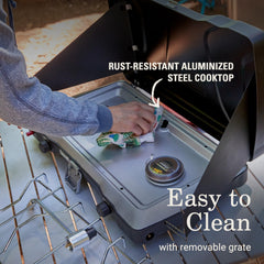 2-Burner Propane Camping Stove with Wind Guards