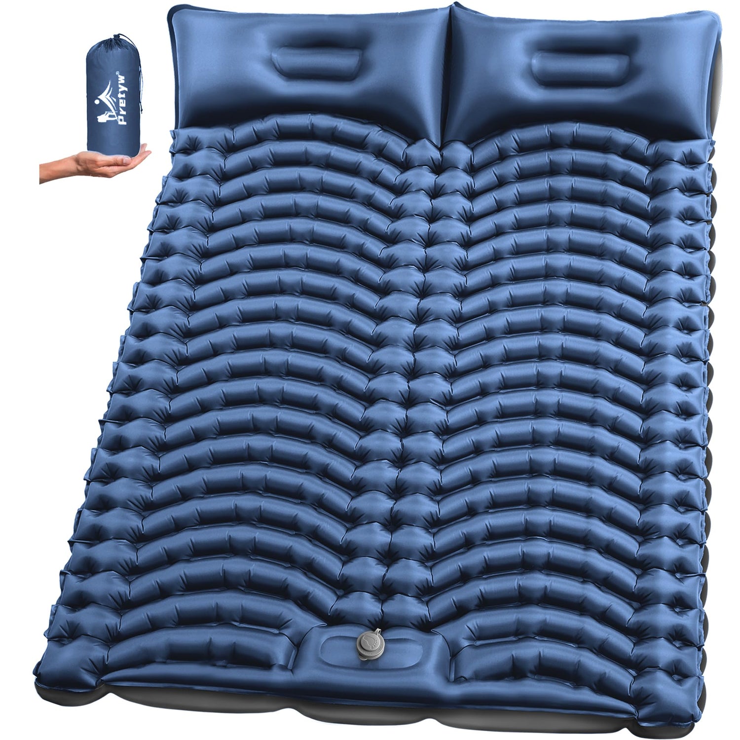 2-Person Inflatable Sleeping Pad with Pillow and Foot Pump