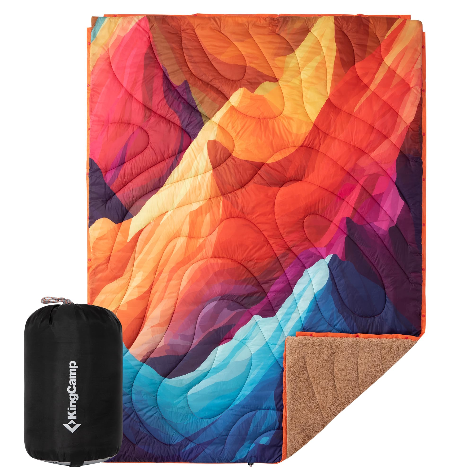 KingCamp Puffy Printed Warm Camping Quilt with Snap Button