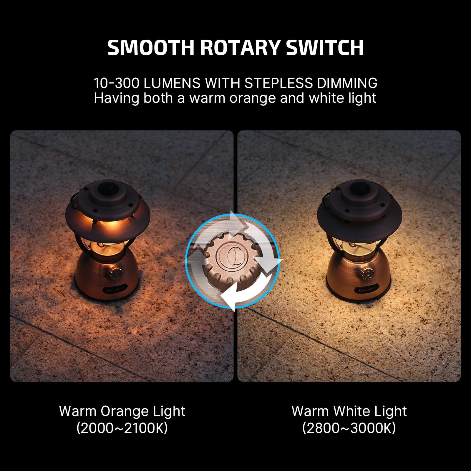 300 Lumen Rechargeable Camping Lantern with Dual Light Sources
