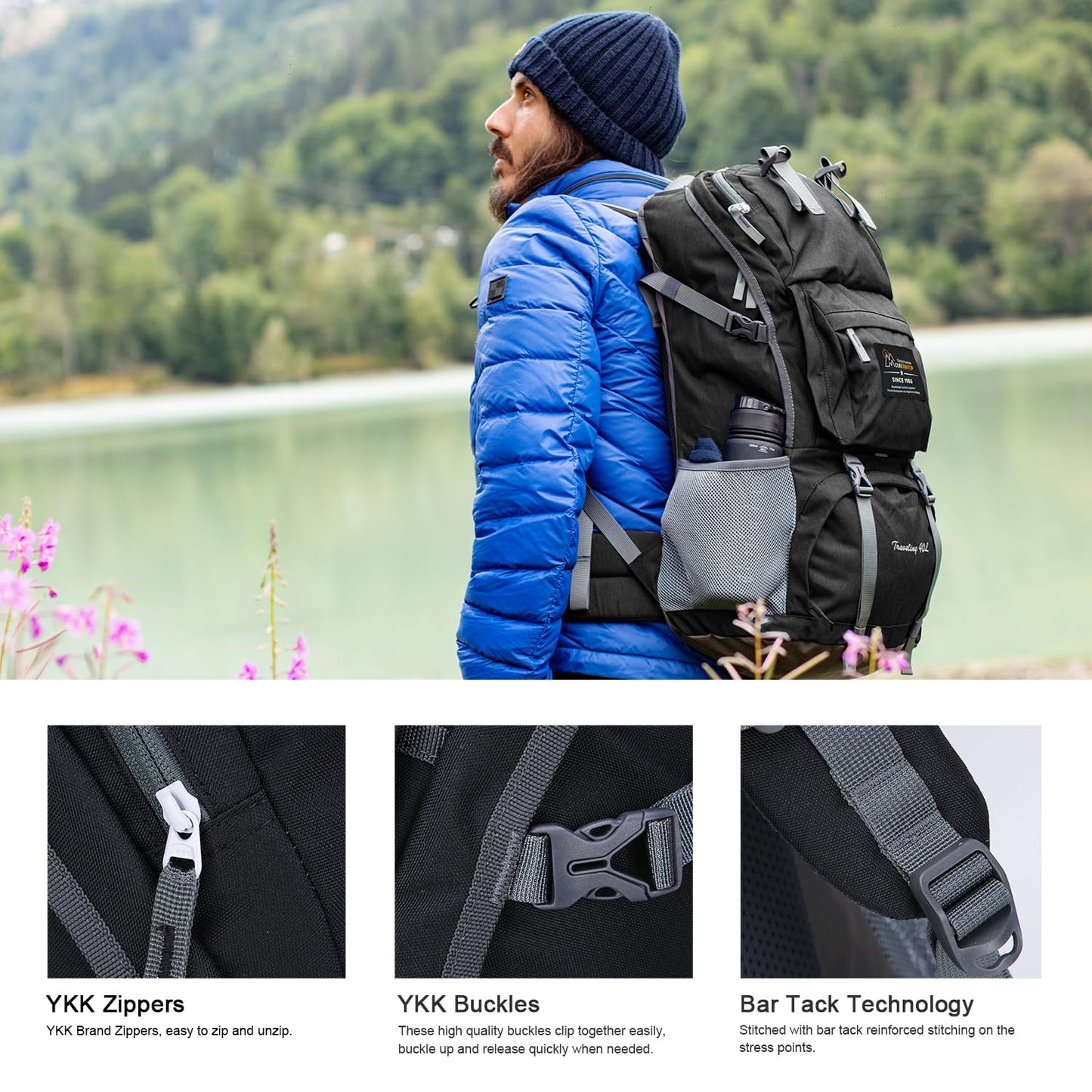 40L Lightweight Hiking Backpack for Camping & Backpacking