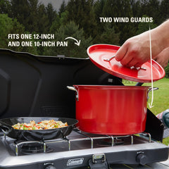 2-Burner Propane Camping Stove with Wind Guards