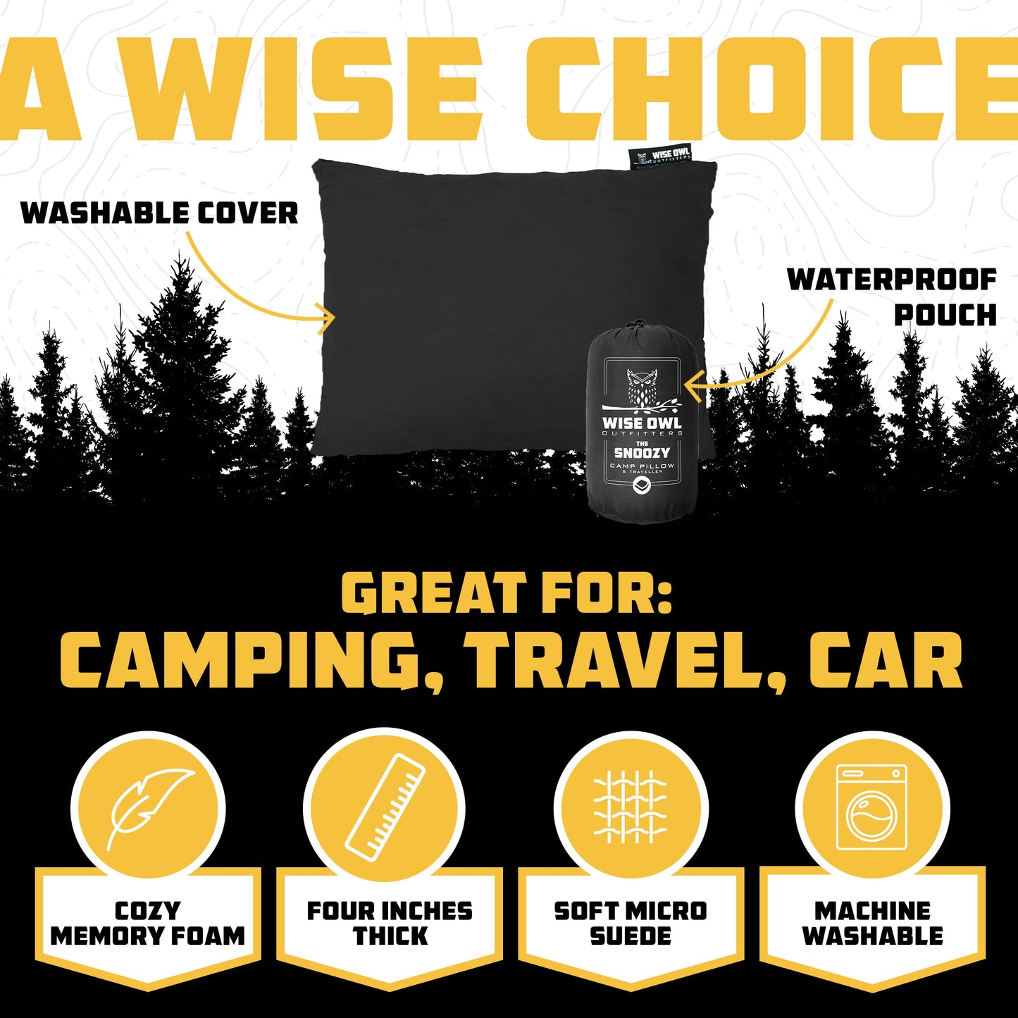 Portable Memory Foam Camping Pillow for Travel & Outdoors
