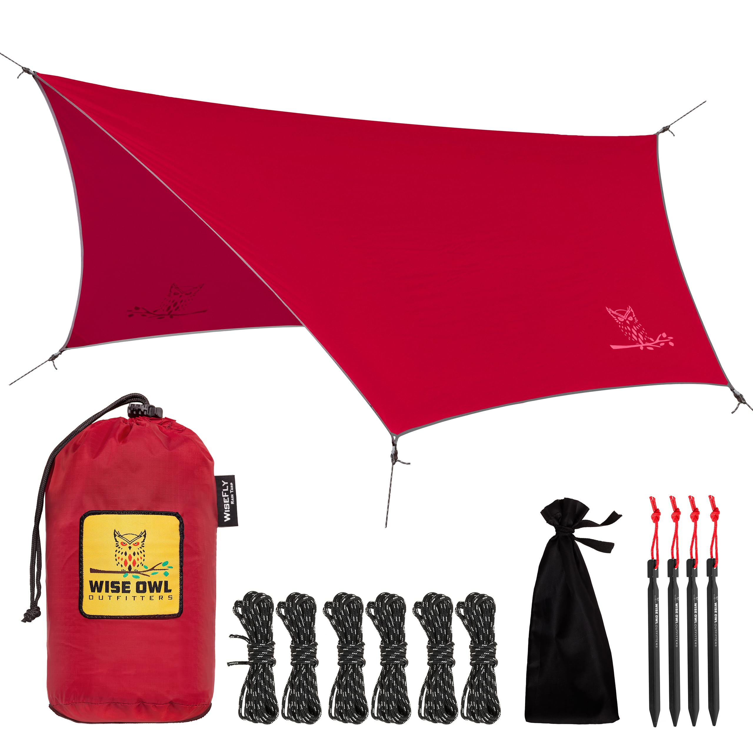 Waterproof Hammock Rain Fly Tarp with Stakes and Bag