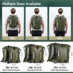 20-45L Waterproof Roll-Top Dry Backpack for Outdoor Use