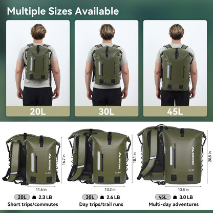 20-45L Waterproof Roll-Top Dry Backpack for Outdoor Use