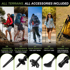 Carbon Fiber Collapsible Trekking Poles with Cork Grips