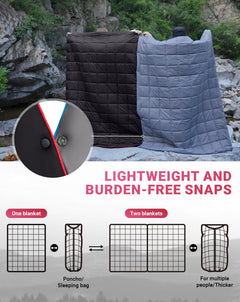 KingCamp Puffy Printed Warm Camping Quilt with Snap Button