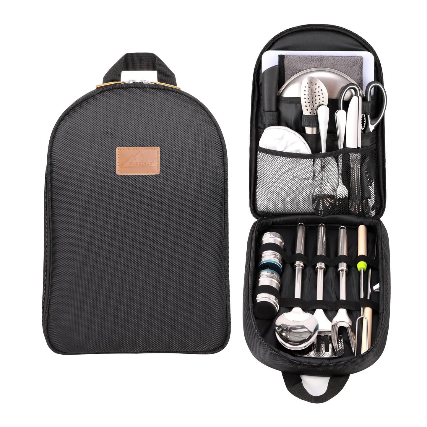 27-Piece Stainless Steel Camping Utensil Set with Organizer