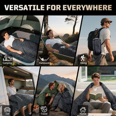 Lightweight Packable Camping Blanket with Snap Buttons