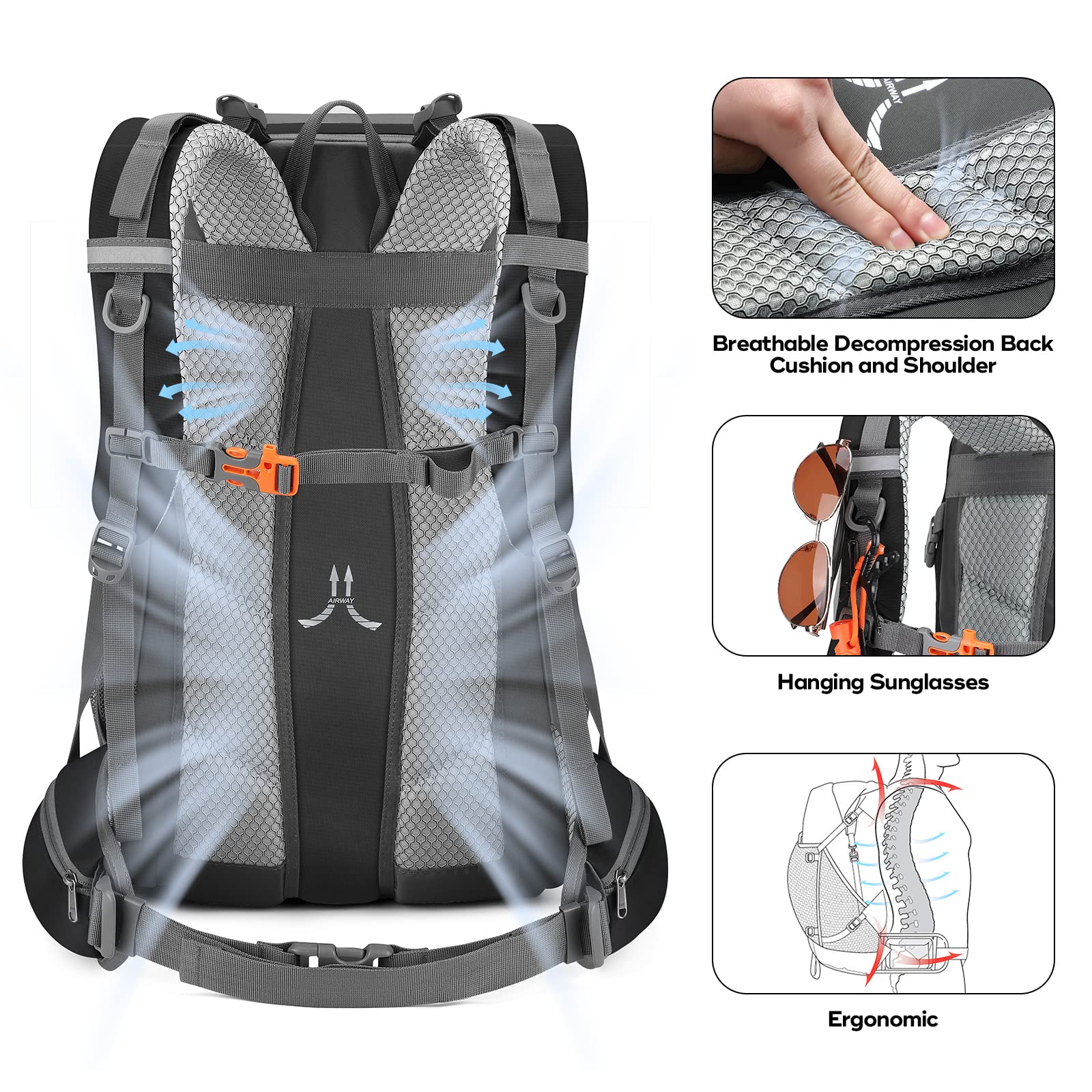 40L/50L Waterproof Hiking Backpack with Rain Cover